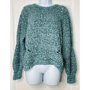 loft knit sweater sz m blue long sleeve round neck